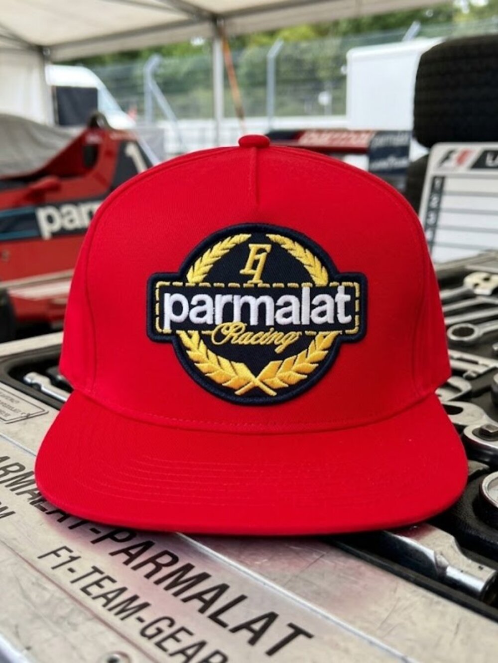 Vintage Parmalat Hat F1 Racing Niki Lauda Embroidered Cap Flat Red Snapback Rare